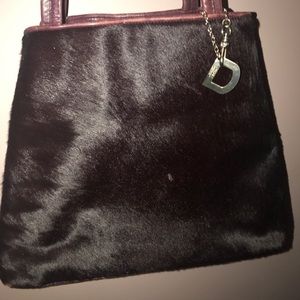 DKNY Maroon Calf hair shoulder bag